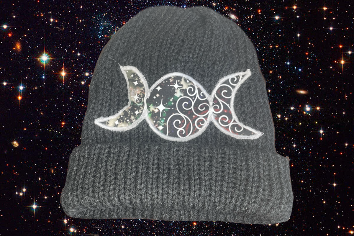 Triple moon goddess beanie