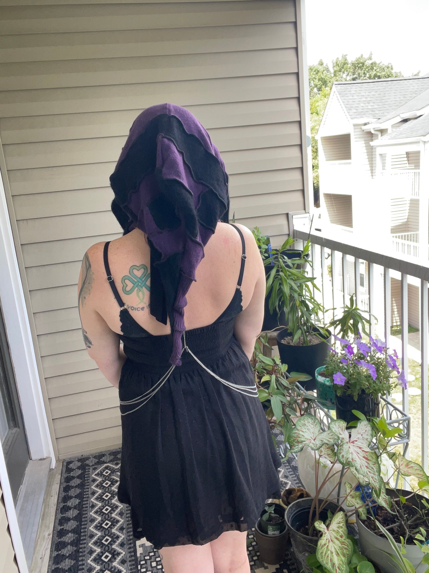 Purple and Black Elven Hood