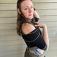 Verea Top grey faded flower of life accents
